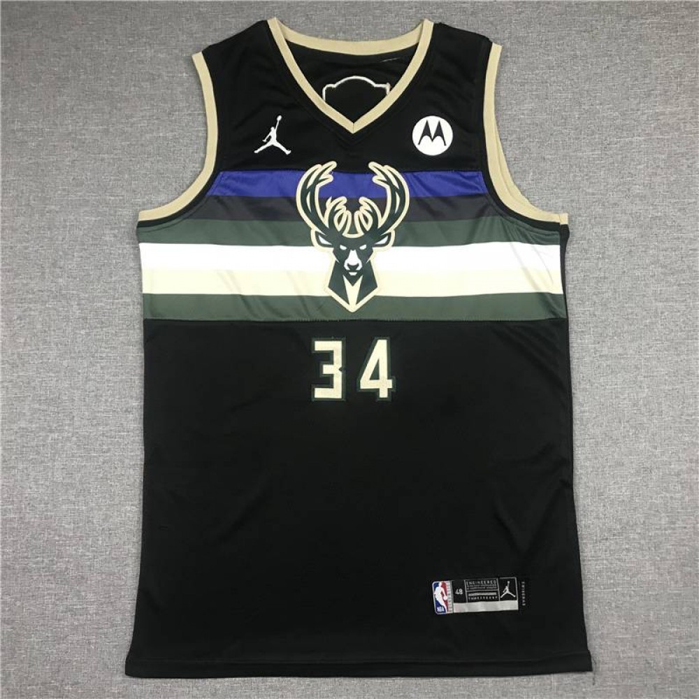 Camiseta Giannis Antetokounmpo #34 Milwaukee Bucks City Edition Negro Edición Final  Camiseta Giannis Antetokounmpo #34 Milwaukee Bucks City Edition Negro Edición Final