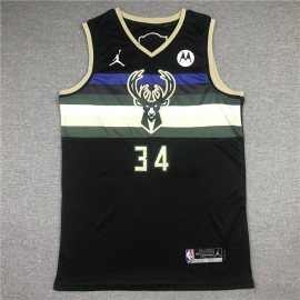 Camiseta Giannis Antetokounmpo #34 Milwaukee Bucks City Edition Negro Edición Final