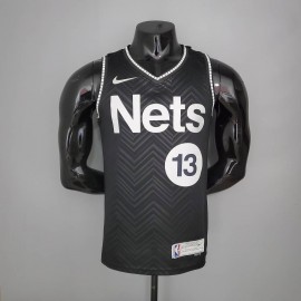 Camiseta Harden #13 Brooklyn Nets Earned Edition Negro