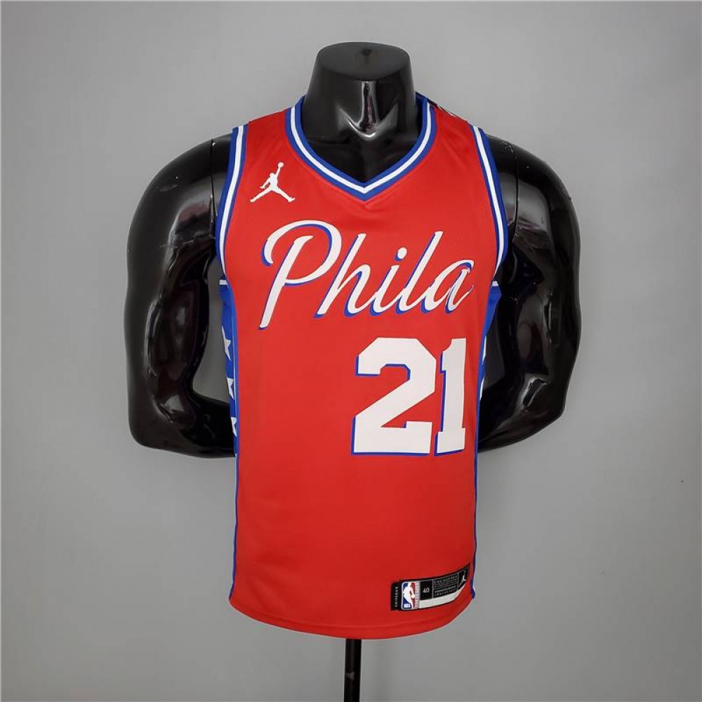 Camiseta Joel Embiid #21 Philadelphia 76ers Jordan Themed Rojo Camiseta Joel Embiid #21 Philadelphia 76ers Jordan Themed Rojo