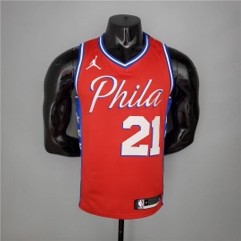 Camiseta Joel Embiid #21 Philadelphia 76ers Jordan Themed Rojo