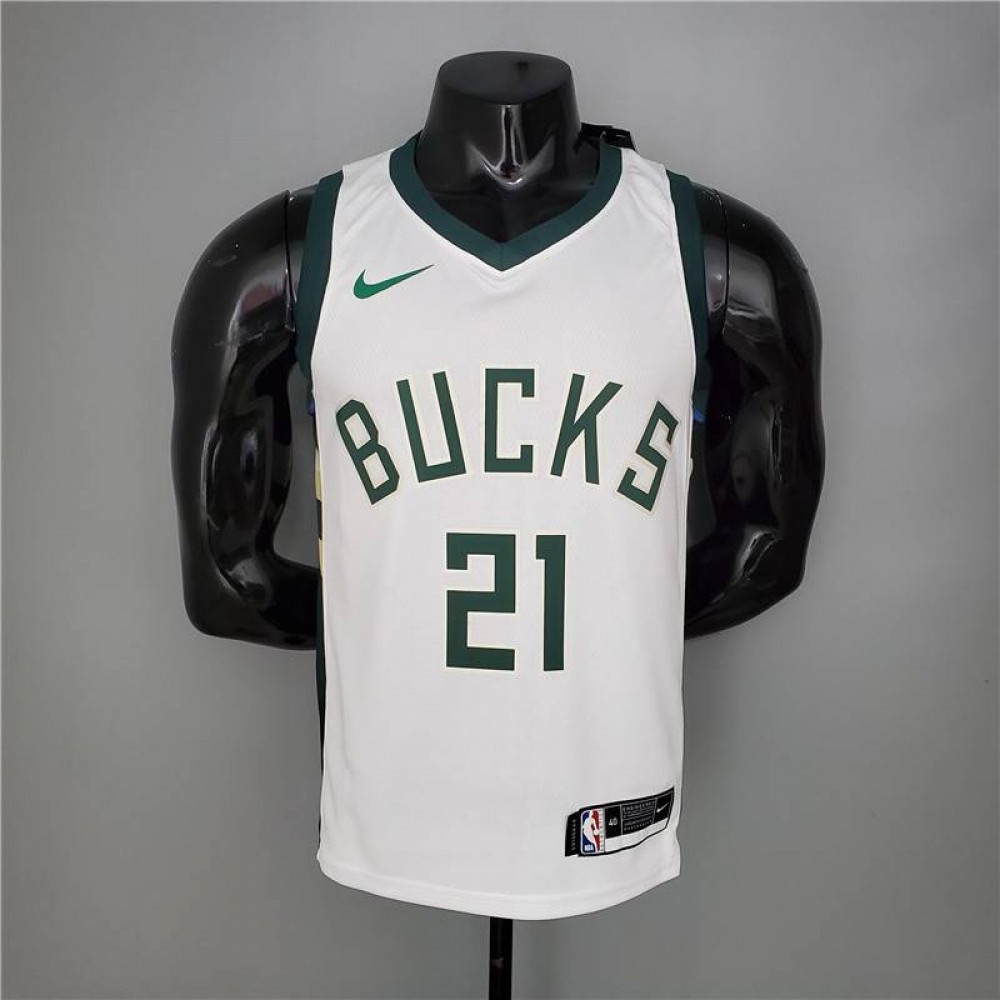 Camiseta Jrue Holiday #21 Milwaukee Bucks 2021 Blanco Camiseta Jrue Holiday #21 Milwaukee Bucks 2021 Blanco