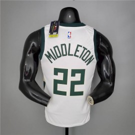 Camiseta Khris Middleton #22 Milwaukee Bucks 2021 Blanco Camiseta Khris Middleton #22 Milwaukee Bucks 2021 Blanco