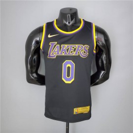 Camiseta Kyle Kuzma #0 Los Angeles Lakers 2021 Earned Edition Negro