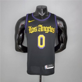 Camiseta Kyle Kuzma #0 Los Angeles Lakers Latin Negro