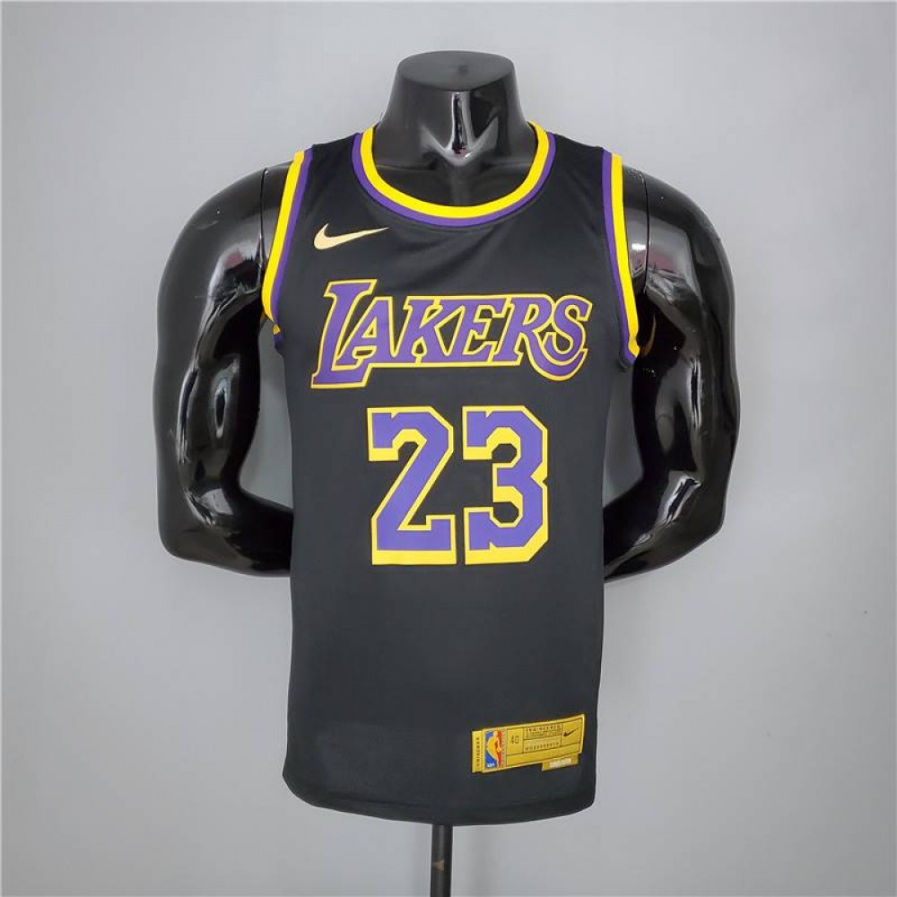 James #23 Los Angeles Lakers Earned Edition Negro MiCamisetaNBA