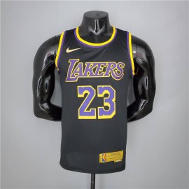 Camiseta LeBron James #23 Los Angeles Lakers 2021 Earned Edition Negro