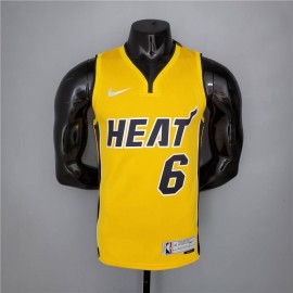 Camiseta LeBron James #6 Miami Heat 2021 Earned Edition Amarillo