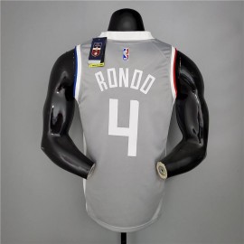 Camiseta Rajon Rondo #4 Los Angeles Clippers Earned Edition Gris Camiseta Rajon Rondo #4 Los Angeles Clippers Earned Edition Gris