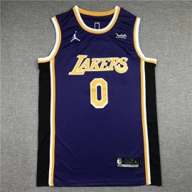 Camiseta Russell Westbrook #0 Los Angeles Lakers Clásico Edition Cuello Redondo Púrpura