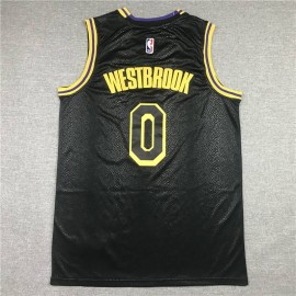 Camiseta Russell Westbrook #0 Los Angeles Lakers Negro Camiseta Russell Westbrook #0 Los Angeles Lakers Negro