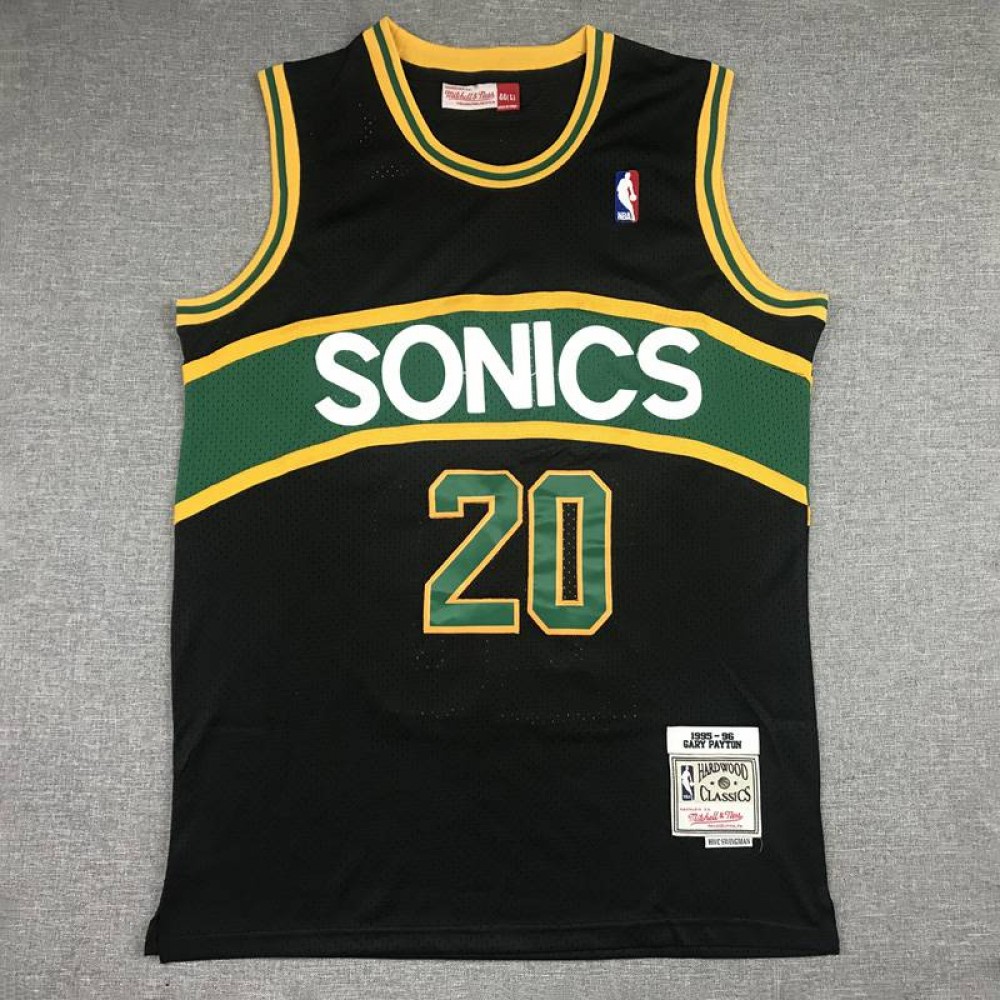 Camiseta Gary Payton #20 Seattle Super Sonics Negro/Verde Camiseta Gary Payton #20 Seattle Super Sonics Negro/Verde