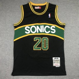 Camiseta Gary Payton #20 Seattle Super Sonics Negro/Verde