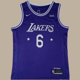 Camiseta LeBron James #6 Los Angeles Lakers Púrpura