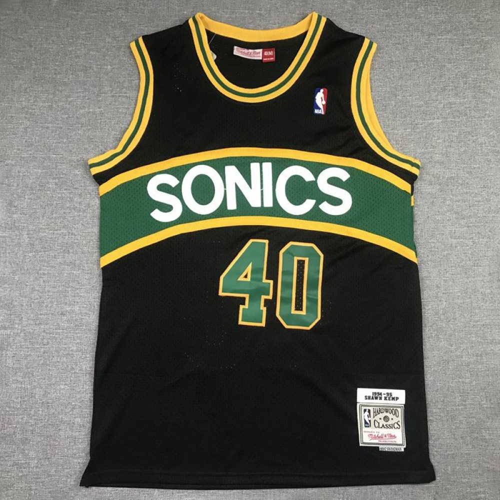 Camiseta Shawn Kemp #40 Oklahoma City Thunder Negro/Verde