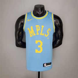 Camiseta Anthony Davis #3 Los Angeles Lakers 2021 Minneapolis Edition Azul Claro