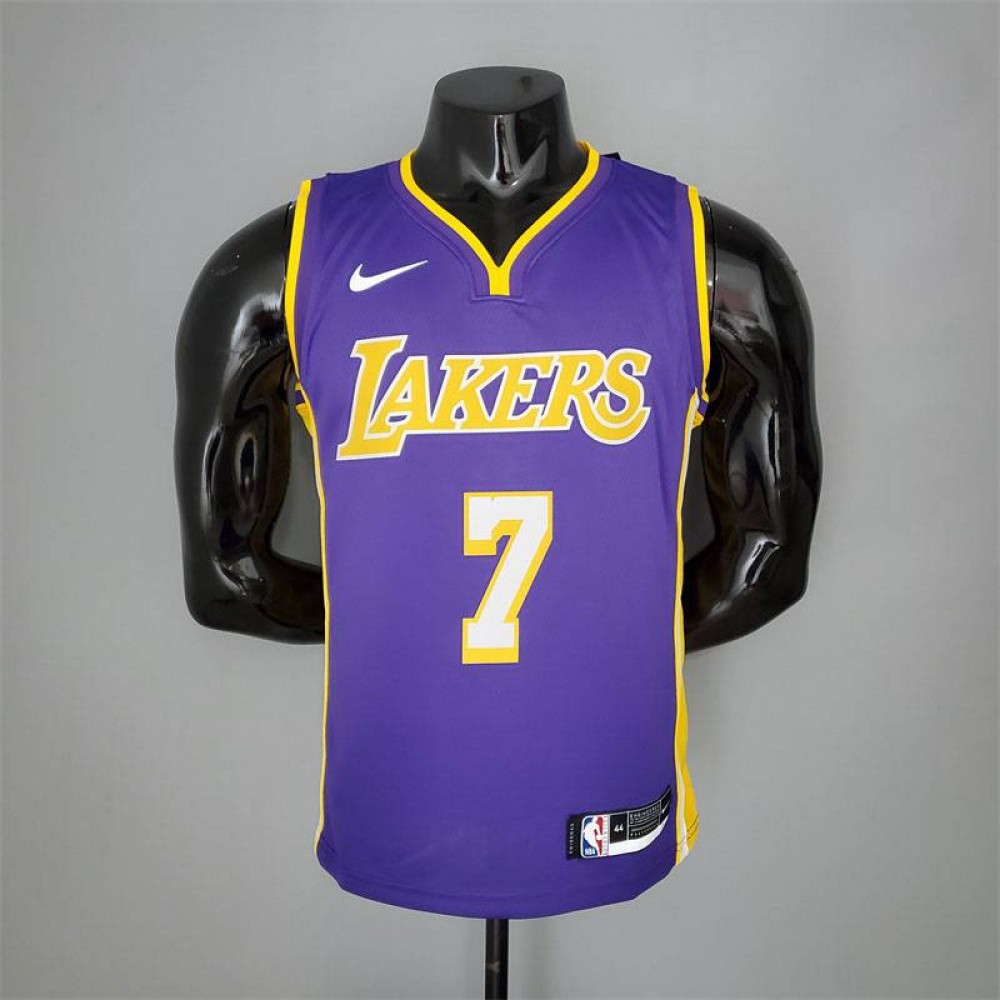Camiseta Carmelo Anthony #7 Los Angeles Lakers Púrpura Lado Amarillo