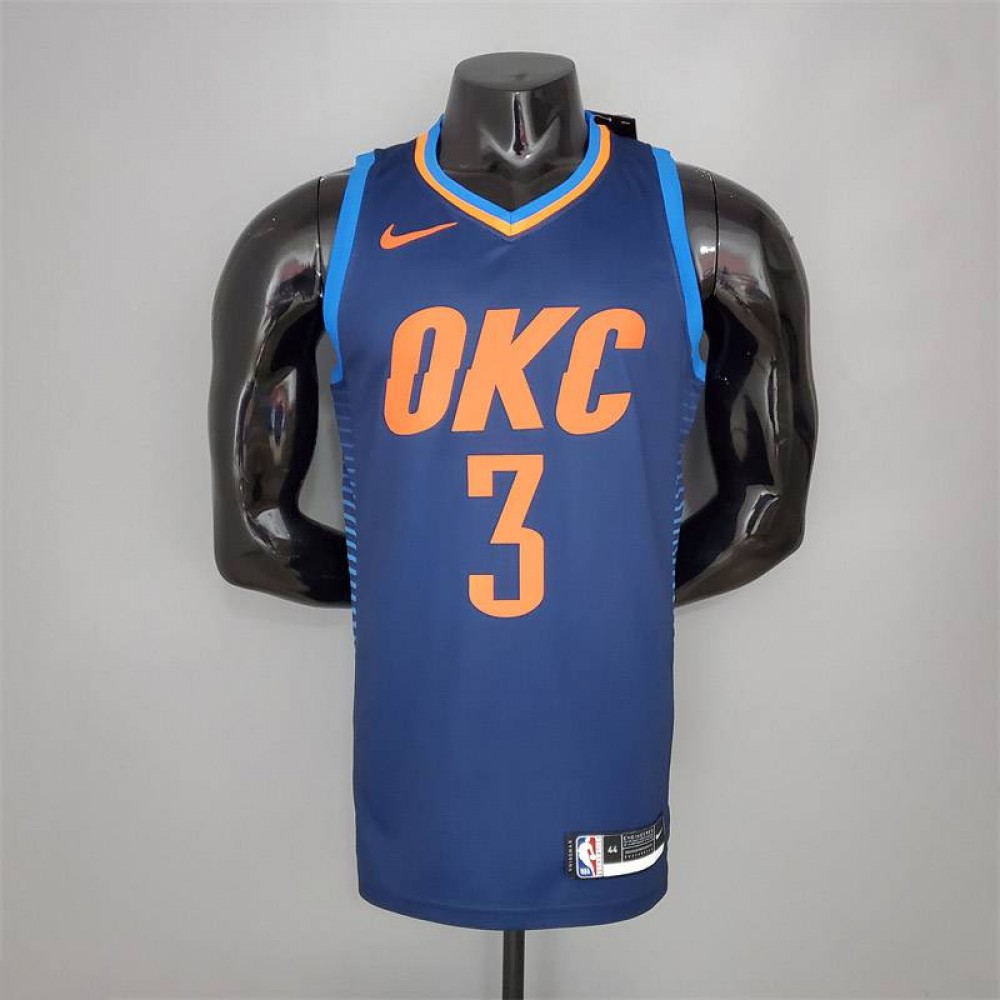 Camiseta Chris Paul #3 Oklahoma City Thunder Azul Rayado Camiseta Chris Paul #3 Oklahoma City Thunder Azul Rayado