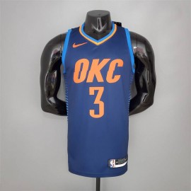 Camiseta Chris Paul #3 Oklahoma City Thunder Azul Rayado
