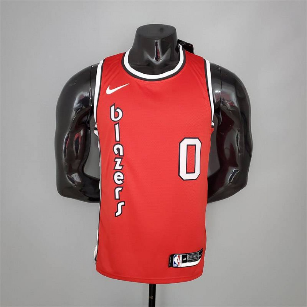 Camiseta Damian Lillard #0 Portland Trailblazers Clásico Edition Rojo