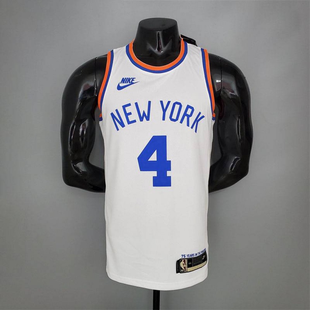 Camiseta Derrick Rose #4 New York Knicks 75 Aniversario Blanco Camiseta Derrick Rose #4 New York Knicks 75 Aniversario Blanco