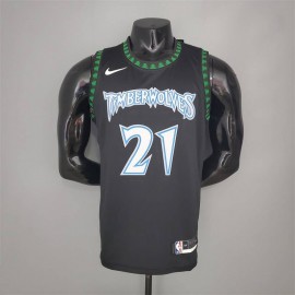 Camiseta Kevin Garnett #21 Minnesota Timberwolves 2018 Clásico Edition Negro
