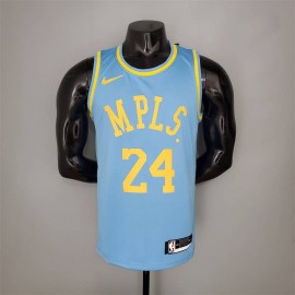 Camiseta Kobe Bryant #24 Los Angeles Lakers 2021 Minneapolis Edition Azul Claro