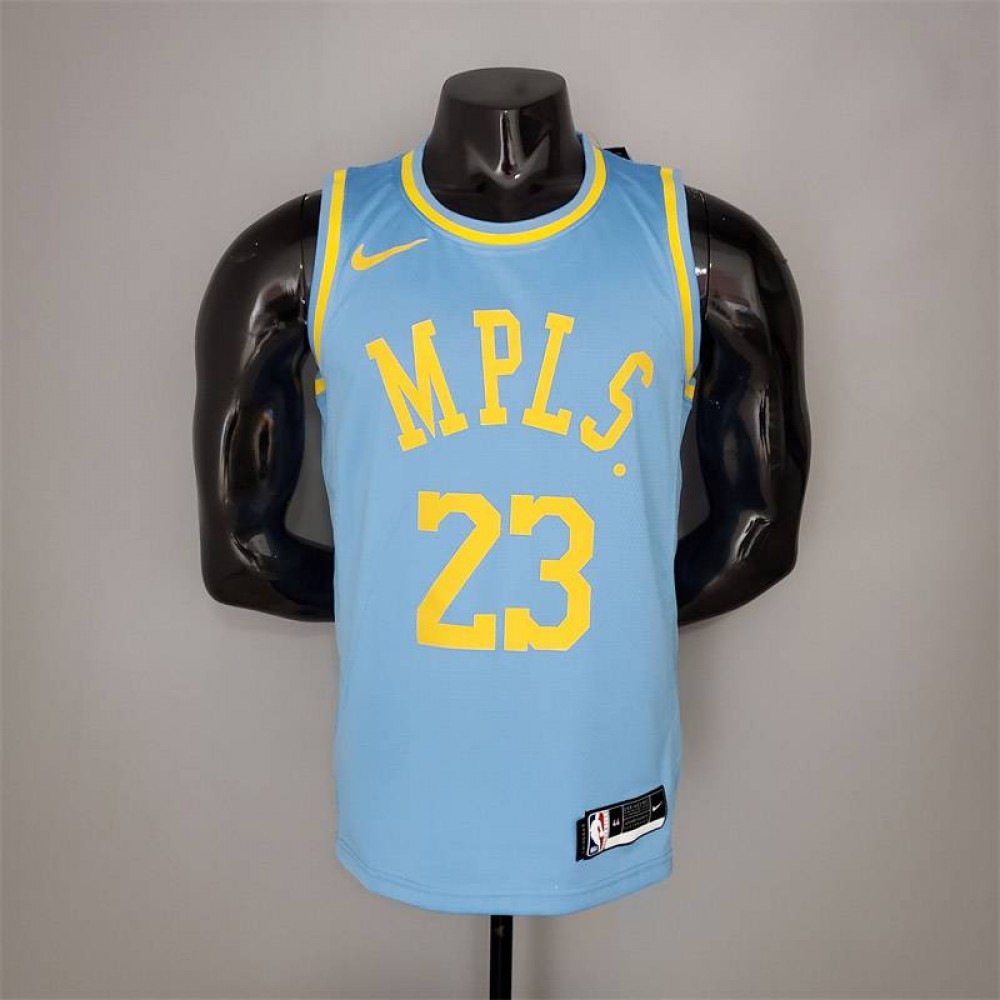 Camiseta LeBron James #23 Los Angeles Lakers 2021 Minneapolis Edition Azul Claro Camiseta LeBron James #23 Los Angeles Lakers 2021 Minneapolis Edition Azul Claro