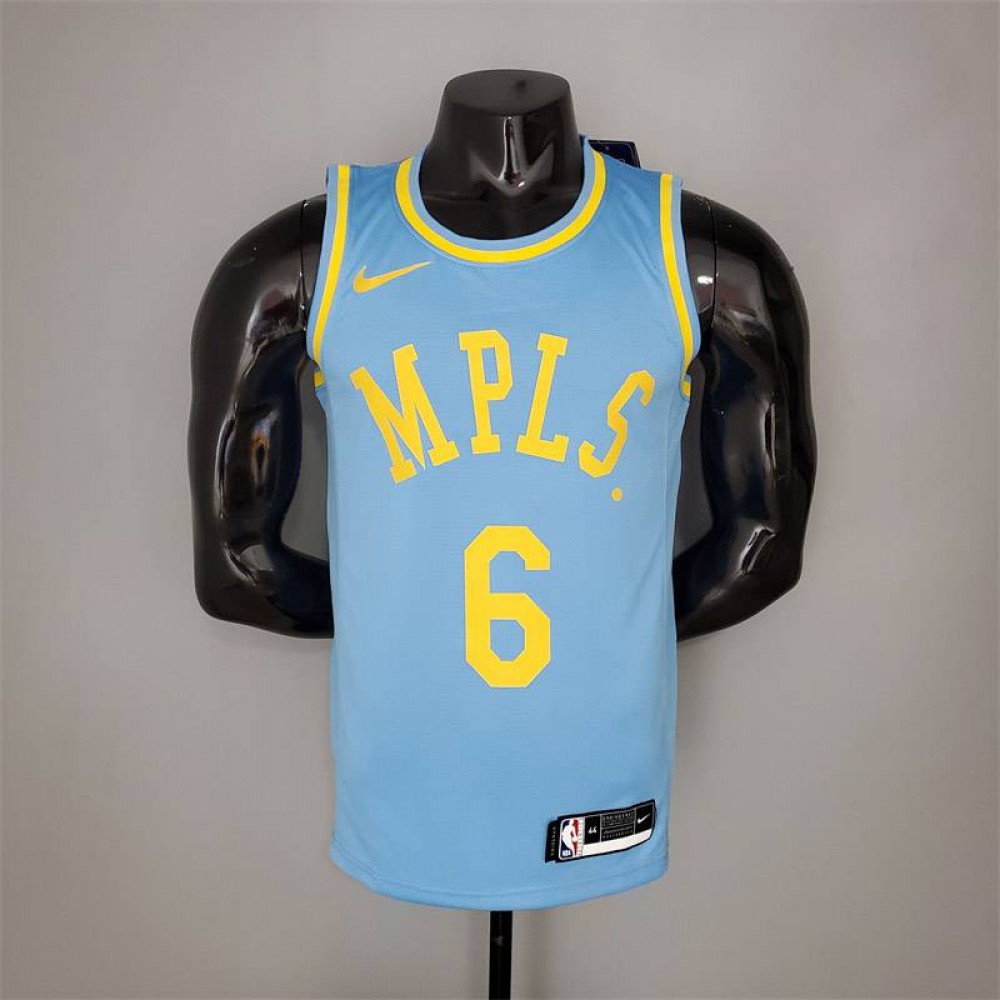 Camiseta LeBron James #6 Los Angeles Lakers 2021 Minneapolis Edition Azul Claro Camiseta LeBron James #6 Los Angeles Lakers 2021 Minneapolis Edition Azul Claro