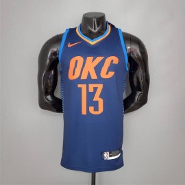 Camiseta Paul George #13 Oklahoma City Thunder Azul Rayado