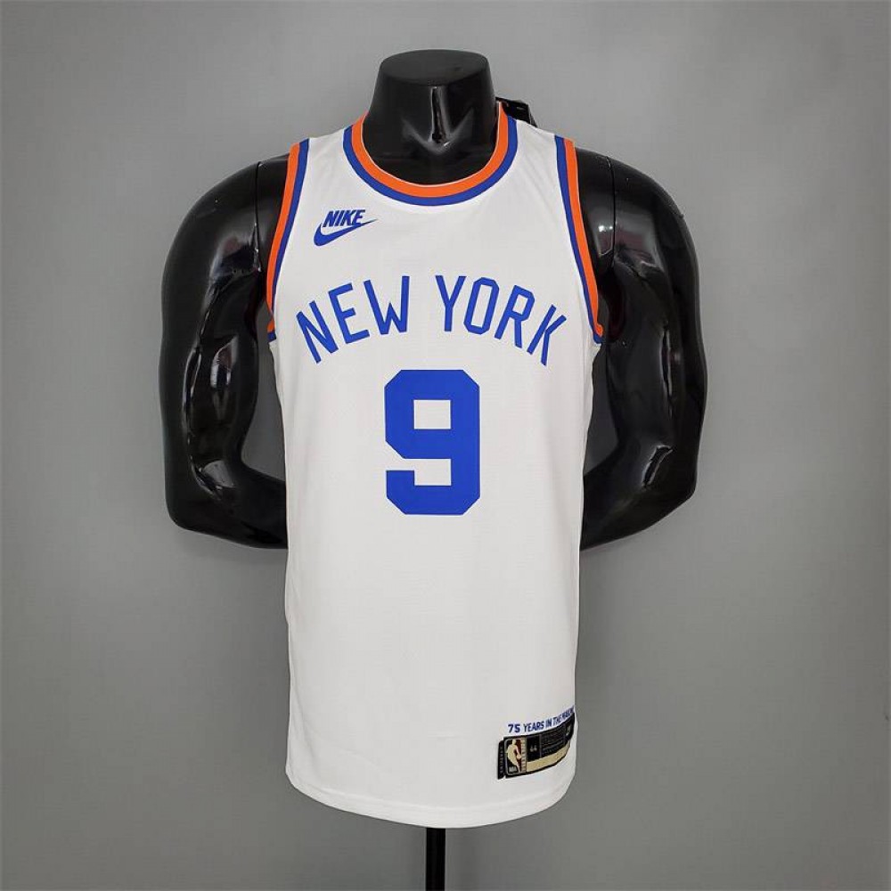 Camiseta RJ Barrett #9 New York Knicks 75 Aniversario Blanco Camiseta RJ Barrett #9 New York Knicks 75 Aniversario Blanco