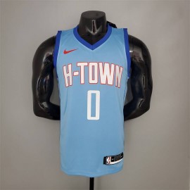 Camiseta Russell Westbrook #0 Houston Rockets 2021 City Edition Azul