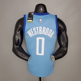 Camiseta Russell Westbrook #0 Houston Rockets 2021 City Edition Azul Camiseta Russell Westbrook #0 Houston Rockets 2021 City Edition Azul