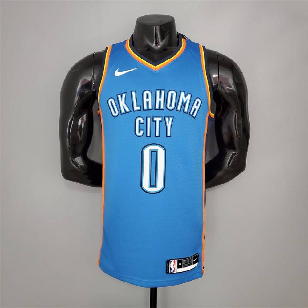 Camiseta Russell Westbrook #0 Oklahoma City Thunder Azul Camiseta Russell Westbrook #0 Oklahoma City Thunder Azul