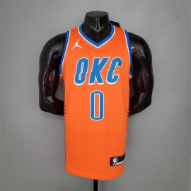 Camiseta Russell Westbrook #0 Oklahoma City Thunder Jordan Edition Naranja
