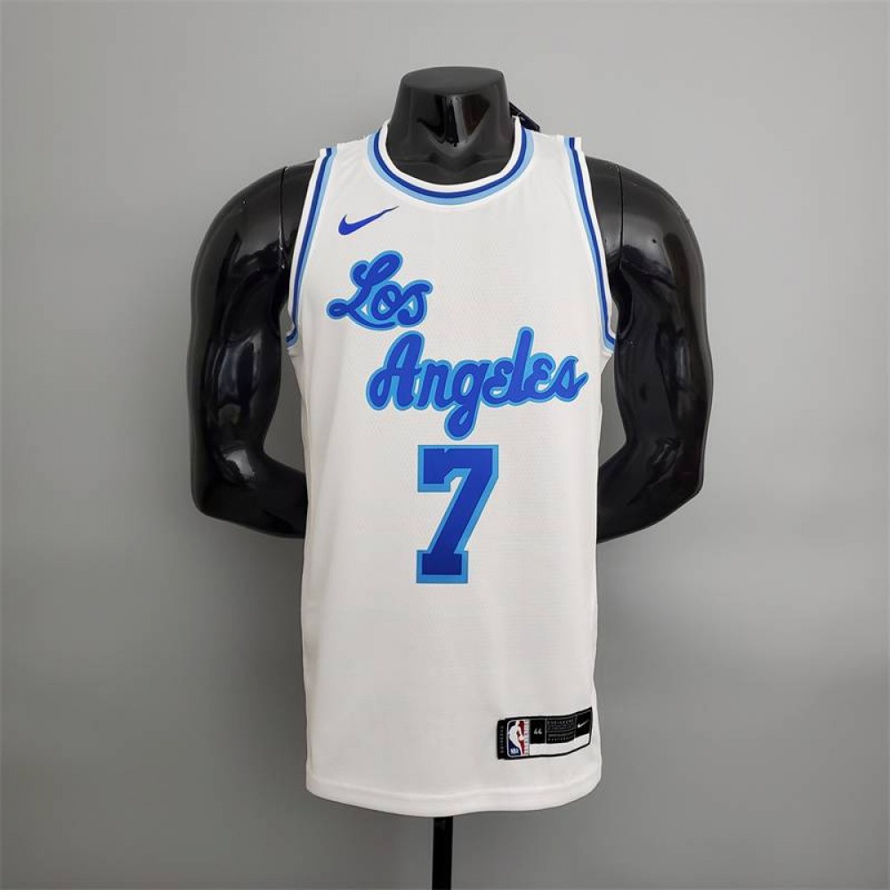 Camiseta Carmelo Anthony #7 Los Angeles Lakers Latin Night Cuello Alto Blanco Camiseta Carmelo Anthony #7 Los Angeles Lakers Latin Night Cuello Alto Blanco