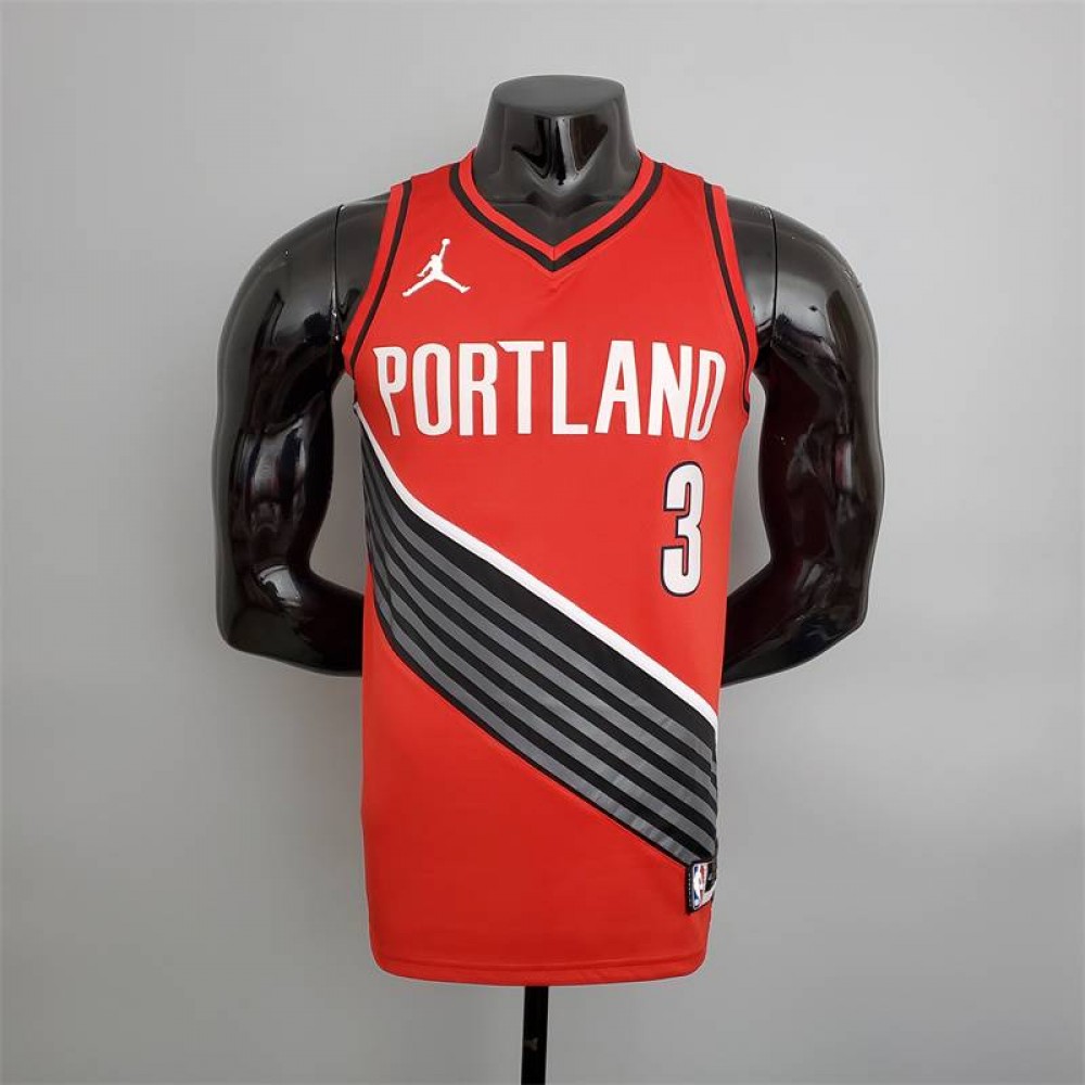 Camiseta CJ McCollum #3 Portland Trailblazers Edición Jordan Rojo