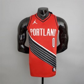 Camiseta Damian Lillard #0 Portland Trailblazers Edición Jordan Rojo