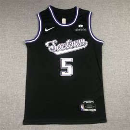 Camiseta De'Aaron Fox #5 Sacramento Kings 2022 City Edition Negro