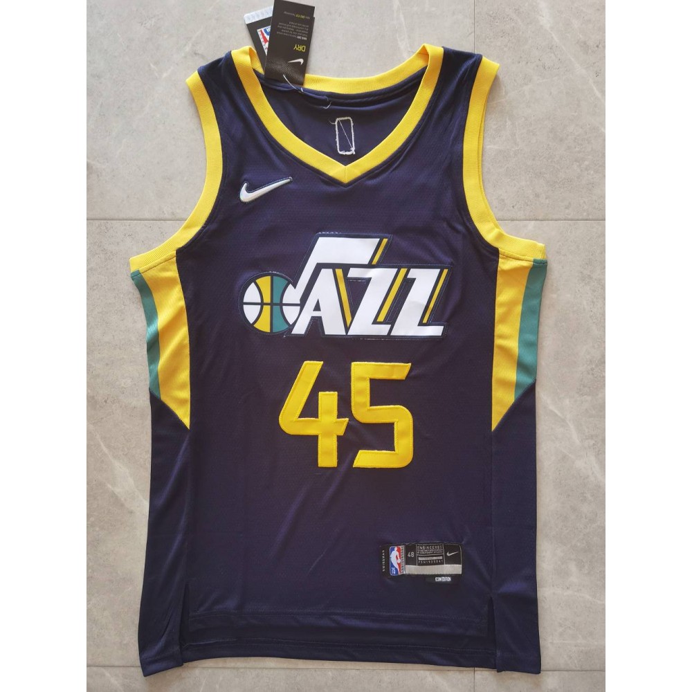 Camiseta Donovan Mitchell #45 Utah Jazz Edición 75 Aniversario Azul Oscuro