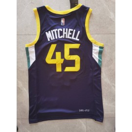 Camiseta Donovan Mitchell #45 Utah Jazz Edición 75 Aniversario Azul Oscuro