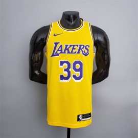 Camiseta Dwight Howard #39 Los Angeles Lakers Cuello Redondo Amarillo