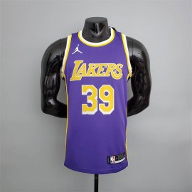 Camiseta Dwight Howard #39 Los Angeles Lakers Cuello Redondo Púrpura