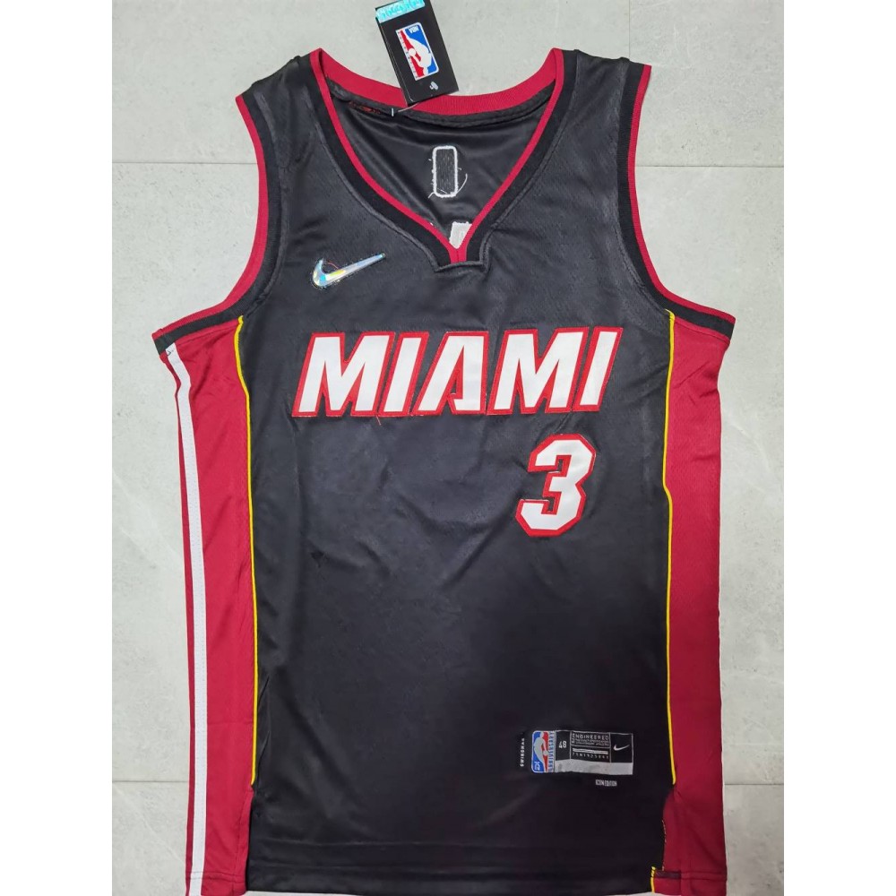 Camiseta Dwyane Wade #3 Miami Heat Edición 75 Aniversario Icon Nuevo Negro Camiseta Dwyane Wade #3 Miami Heat Edición 75 Aniversario Icon Nuevo Negro