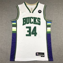 Camiseta Giannis Antetokounmpo #34 Milwaukee Bucks 2022 City Edition Blanco