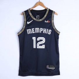 Camiseta Ja Morant #12 Memphis Grizzlies 2022 Edición 75 Aniversario City Edition Azul Oscuro
