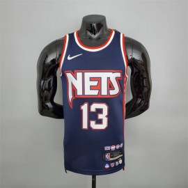 Camiseta James Harden #13 Brooklyn Nets 2022 Edición 75 Aniversario City Edition Azul Real