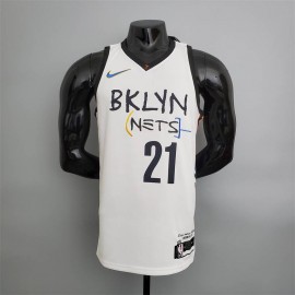 Camiseta LaMarcus Aldridge #21 Brooklyn Nets Grafiti Blanco