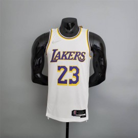 Camiseta LeBron James #23 Los Angeles Lakers Edición 75 Aniversario Blanco