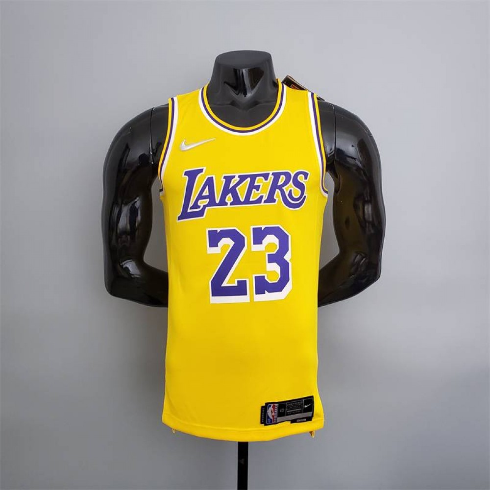 Camiseta LeBron James #23 Los Angeles Lakers Edición 75 Aniversario Icon Nuevo Amarillo Camiseta LeBron James #23 Los Angeles Lakers Edición 75 Aniversario Icon Nuevo Amarillo
